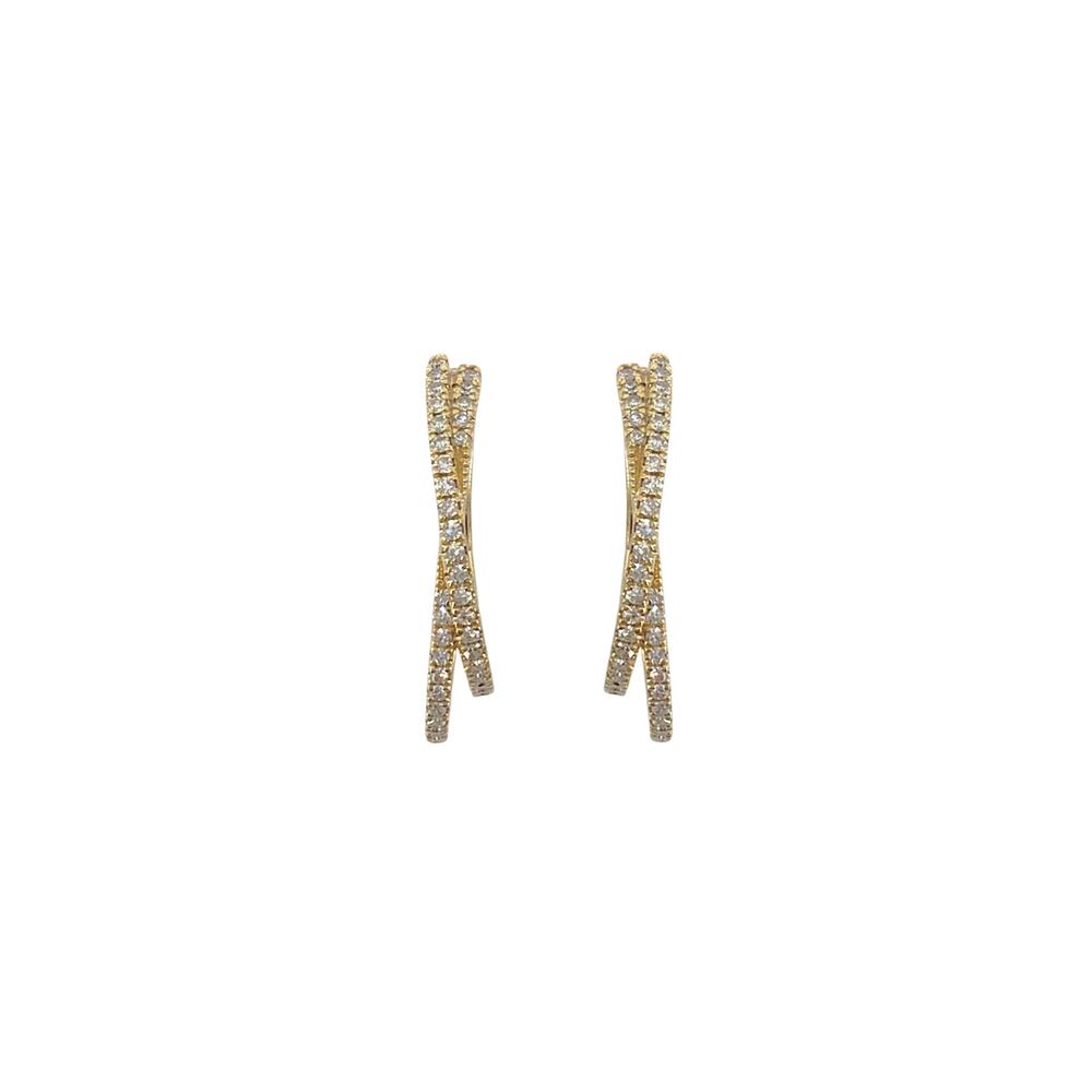 SHY Creation Diamond 14K Yellow Gold Crossover Hoop Earrings .21 CTW